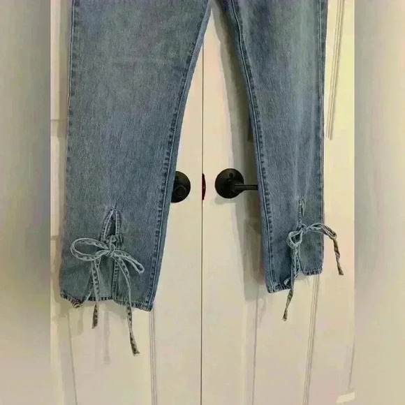 NORDSTROM HIDDEN JEANS STRAIGHT  LEG HIGH RISE BOWS 28 - Picture 2 of 5